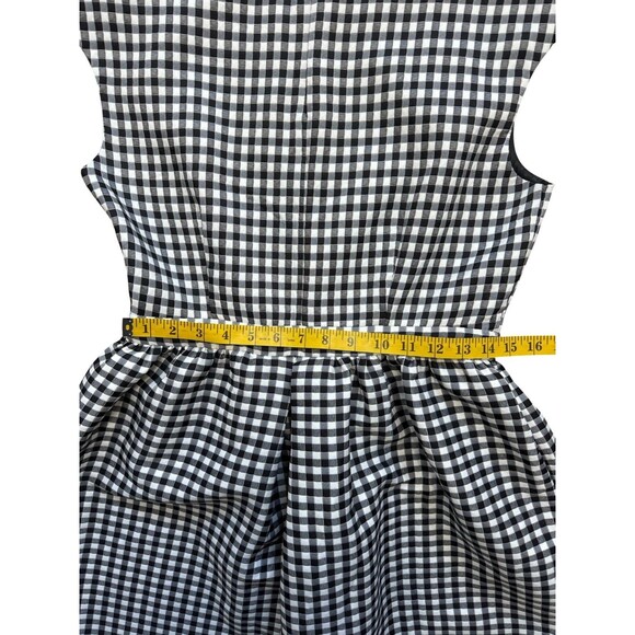 Zara Basic Women’s Black White Gingham Check Dress Size L Fit & Flare - Picture 5 of 9